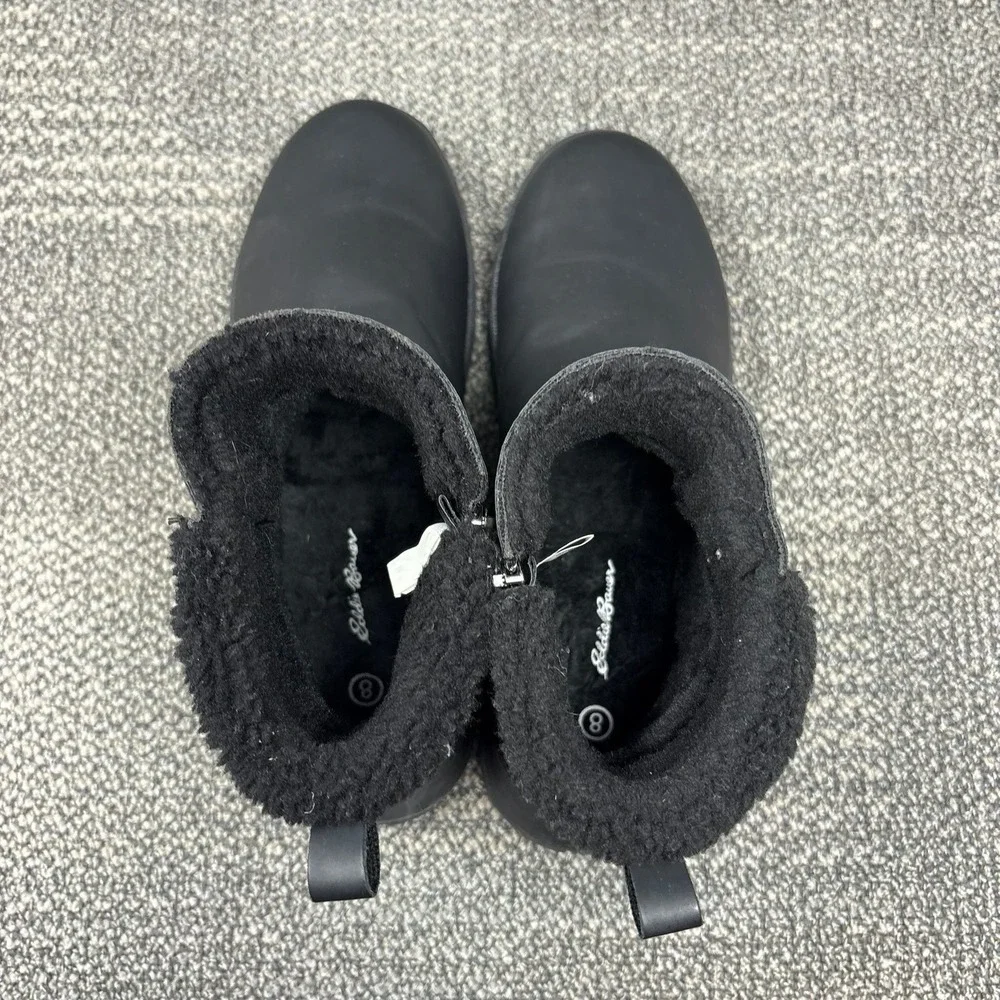 Eddie Bauer Siren Women's Size 8 Black Faux Fur Lined Winter Ankle Boots Zip